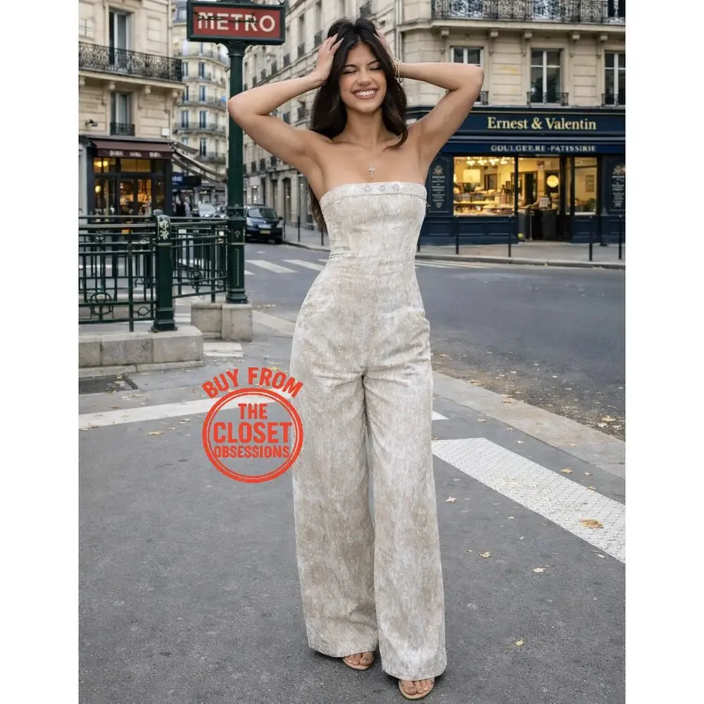 ZARA Blogger Favorite Linen Blend Wide Leg Jumpsuit NWT